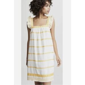 Tory Burch Embroidered Ruffle Sleeveless Linen Dress Size XS